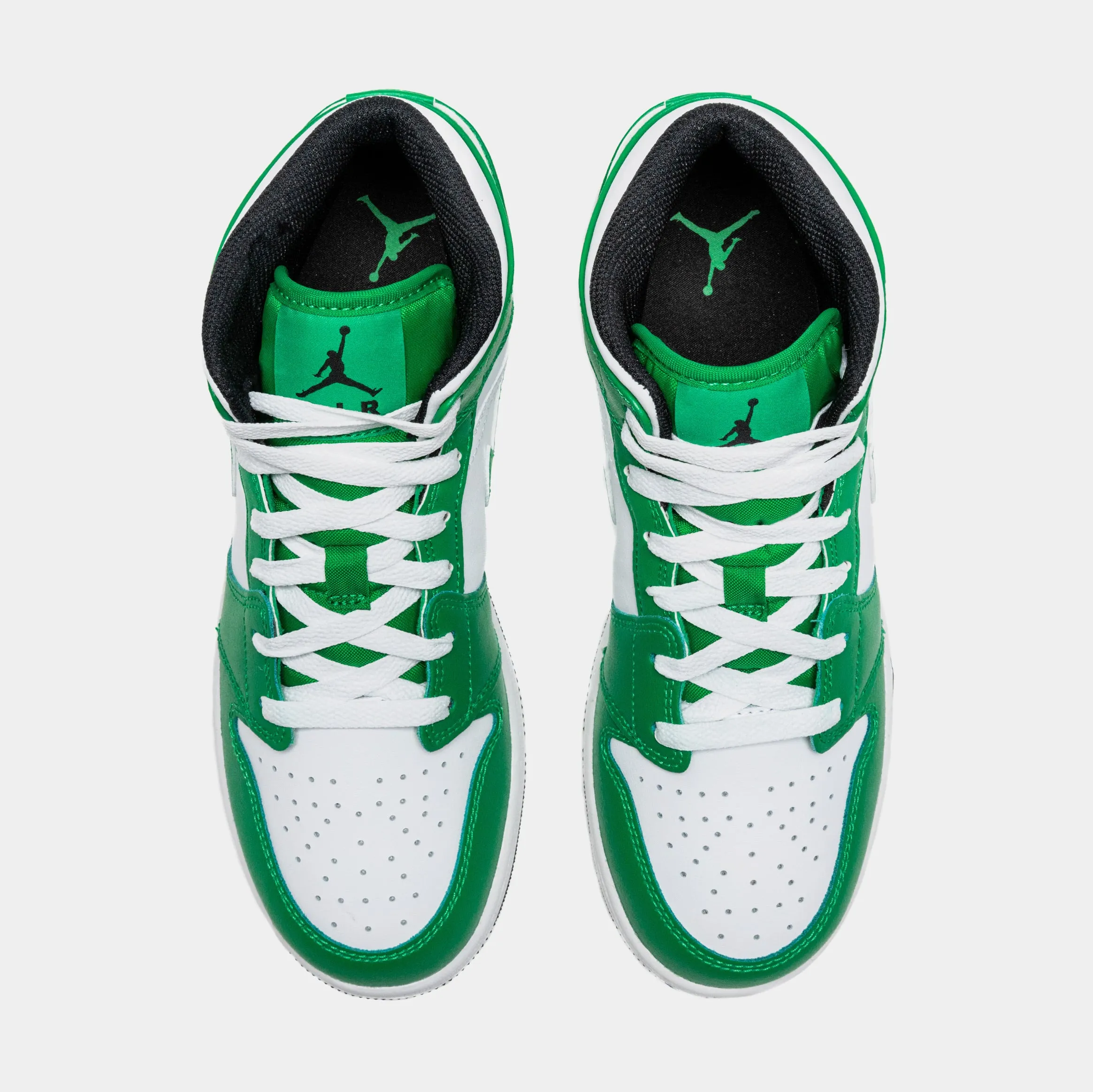 Air Jordan 1 Mid Lucky Green Grade School Lifestyle Shoes (Green/White)