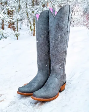 BLACK SUEDE | WOMEN TALL COWBOY BOOTS