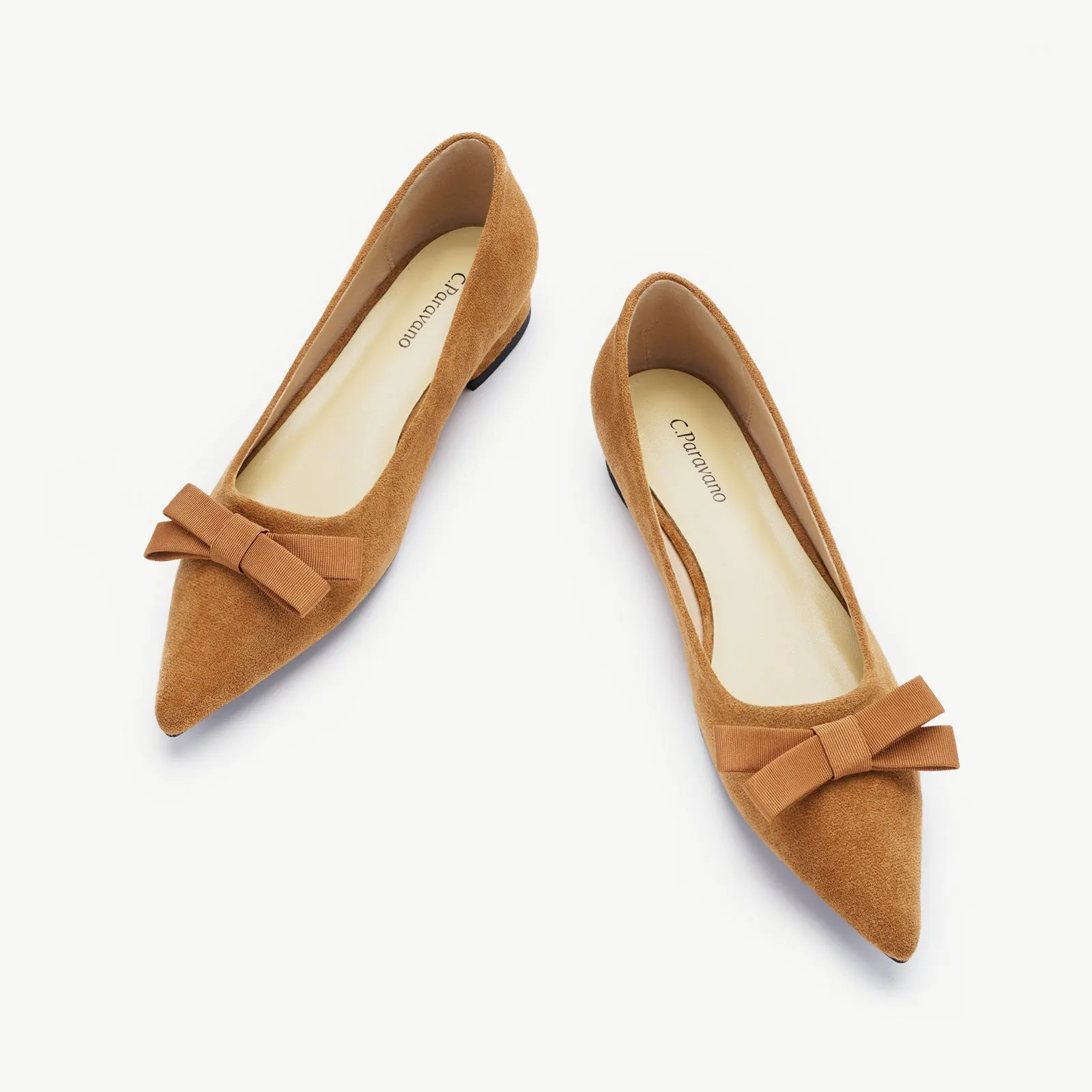 Bowknot Suede Flats (Aida) Brown