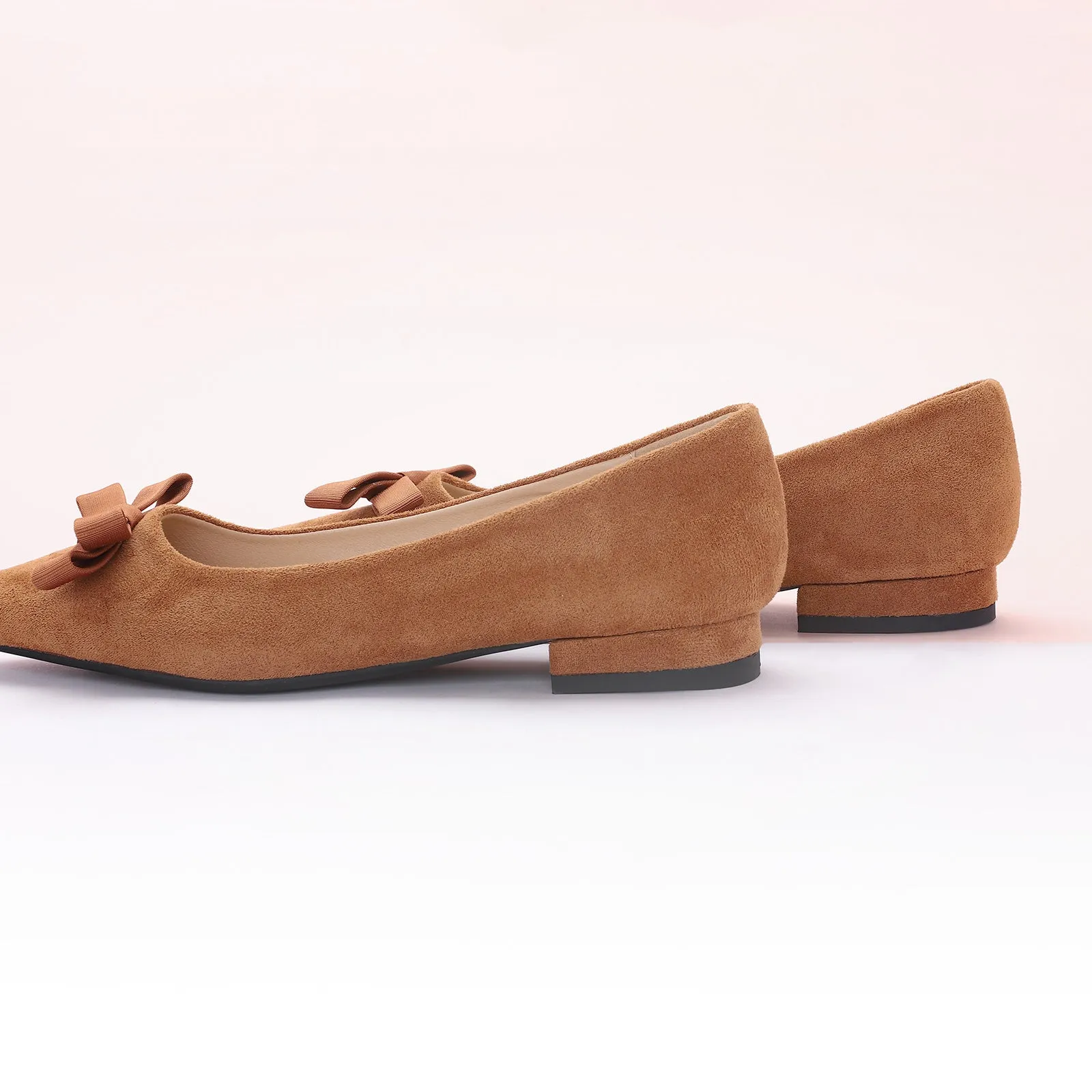 Bowknot Suede Flats (Aida) Brown