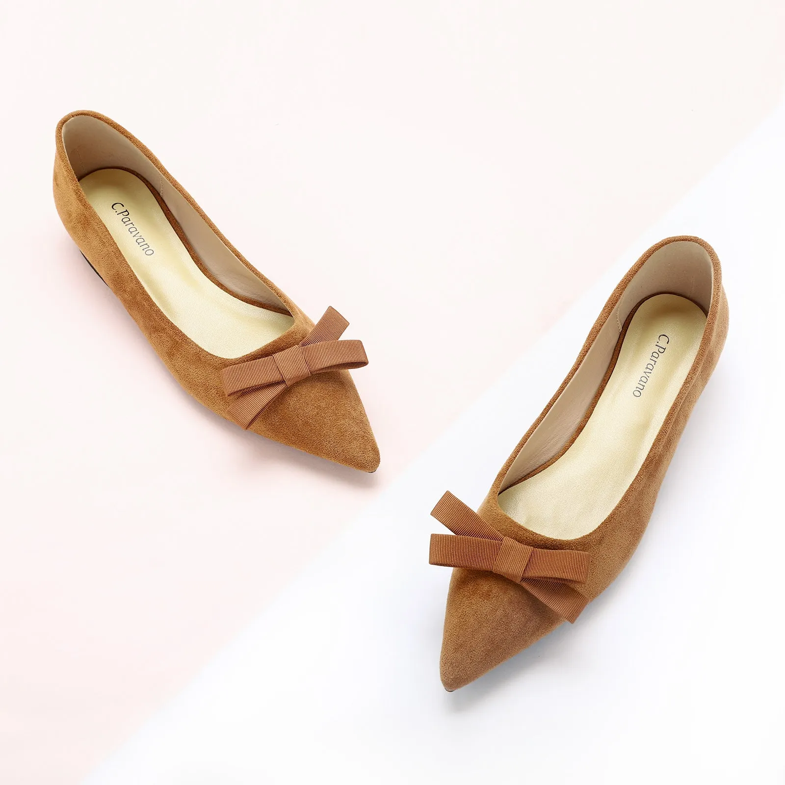 Bowknot Suede Flats (Aida) Brown