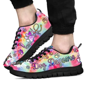 Dog Daycare Tie Dye Love Heart Sneakers Shoes, Dog Print Shoes, Best Running Shoes, Unique Gifts For Dog Lovers