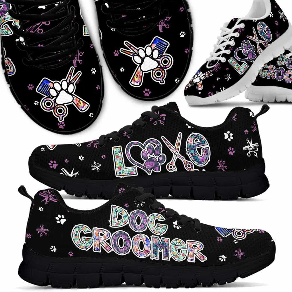 Dog Groomer Sneaker, Dog Groomer Floral Love Cute Sneakers Shoes, Best Running Shoes, Unique Gifts For Dog Lovers