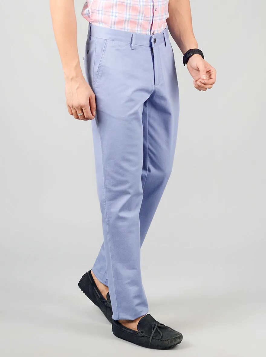 Dusk Blue Solid Slim Fit Casual Trouser | JadeBlue