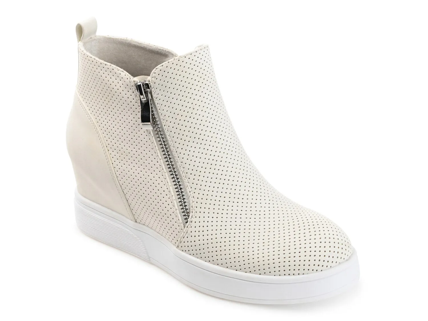 Journee Collection Pennelope high wedge sneakers, milky