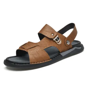 kkboxly kkboxly Men Microfiber Leather Two-Ways Breathable Soft Non-Slip Casual Outdoor Sandals