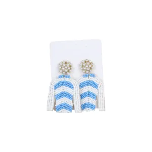 Light Blue/White Stripe Jockey Silk Earrings