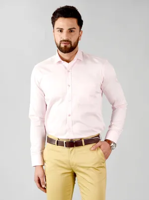 Light Pink Solid Slim Fit Formal Shirt | Metal