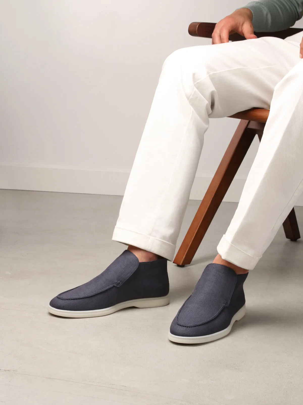 Navy Linen City Loafer