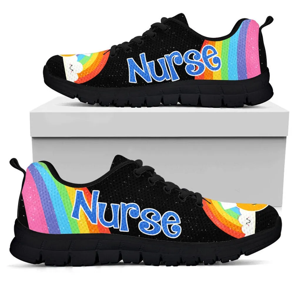 Nurse Sneaker, Nurse Happy Black Sneakers Shoes, Best Shoes For Nurses