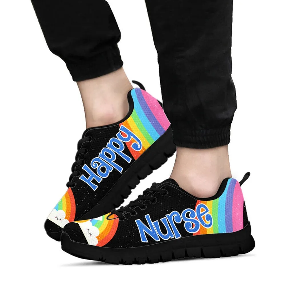 Nurse Sneaker, Nurse Happy Black Sneakers Shoes, Best Shoes For Nurses