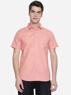 Pink Solid Slim Fit Semi Casual Shirt | JadeBlue