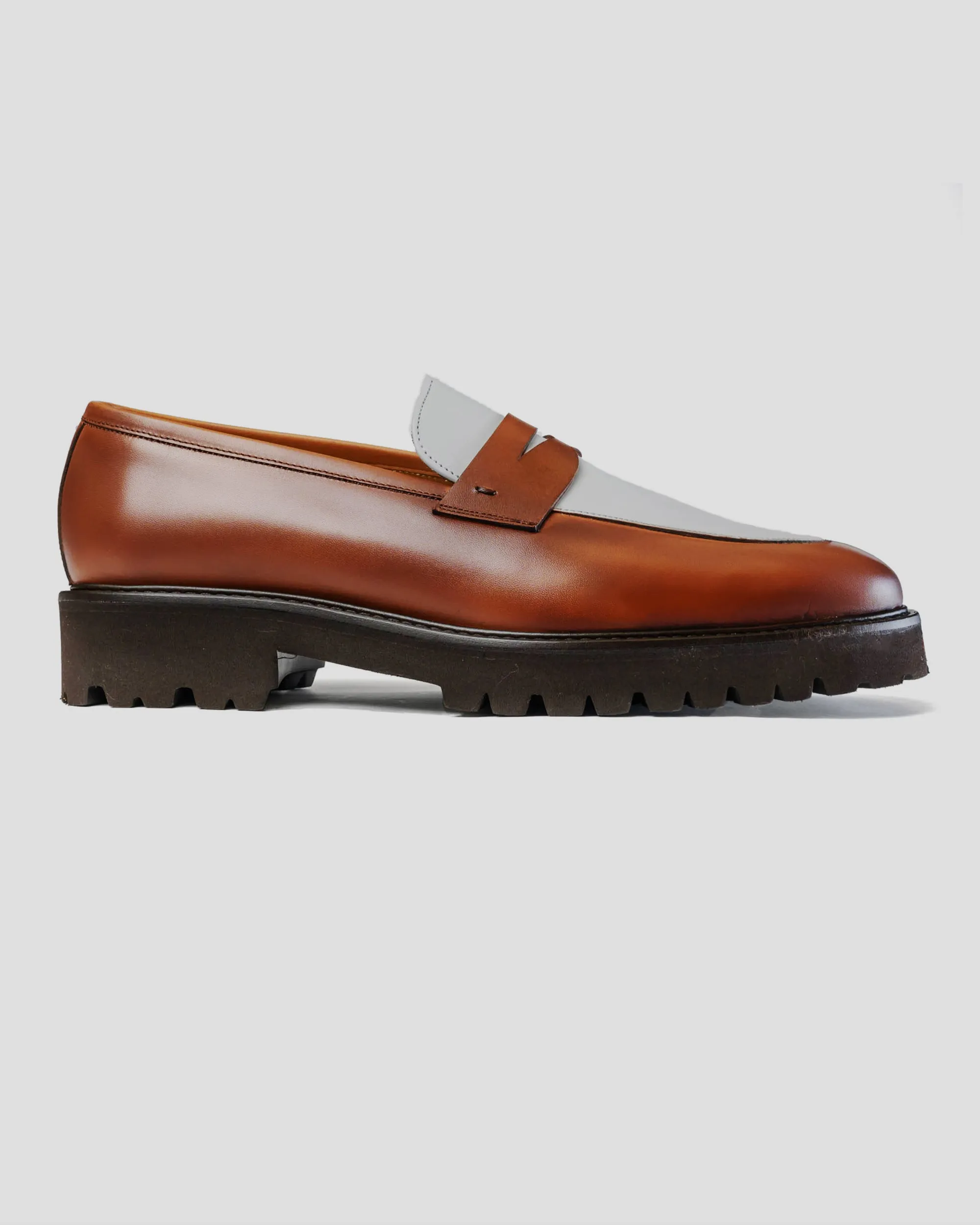 Smithson Penny Lug Loafer – Brown   White