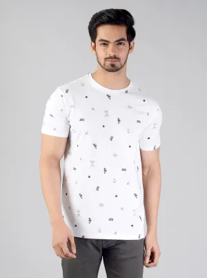 Snow White Printed Slim Fit T-shirt | JadeBlue