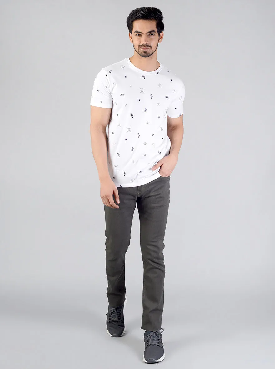 Snow White Printed Slim Fit T-shirt | JadeBlue