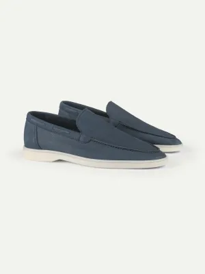 Steel Blue Nubuck Yacht Loafers