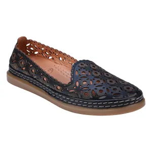 Tumi Black Perforated Leather Flats