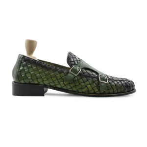 Vorkuta - Men's Burnished Green Hand Woven Calf Leather Loafer