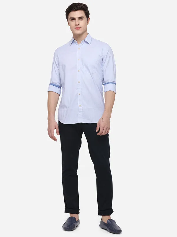 White Tailored Fit Striped Casual Shirt | JadeBlue