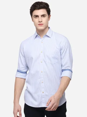 White Tailored Fit Striped Casual Shirt | JadeBlue