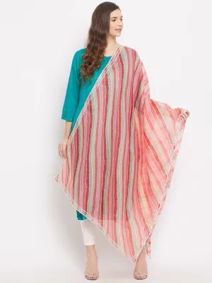 Women Multicoloured Leheriya Tie-Dye Kota Doria Cotton Dupatta 1