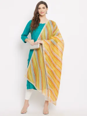 Women Multicoloured Leheriya Tie-Dye Kota Doria Cotton Dupatta 3