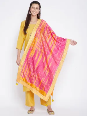 Women Yellow Tie & Dye Gotta Patti Dupatta