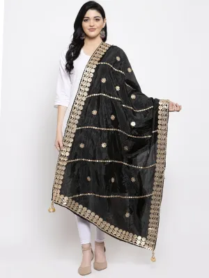 Women'S Black Gotta Patti Silk Dupatta