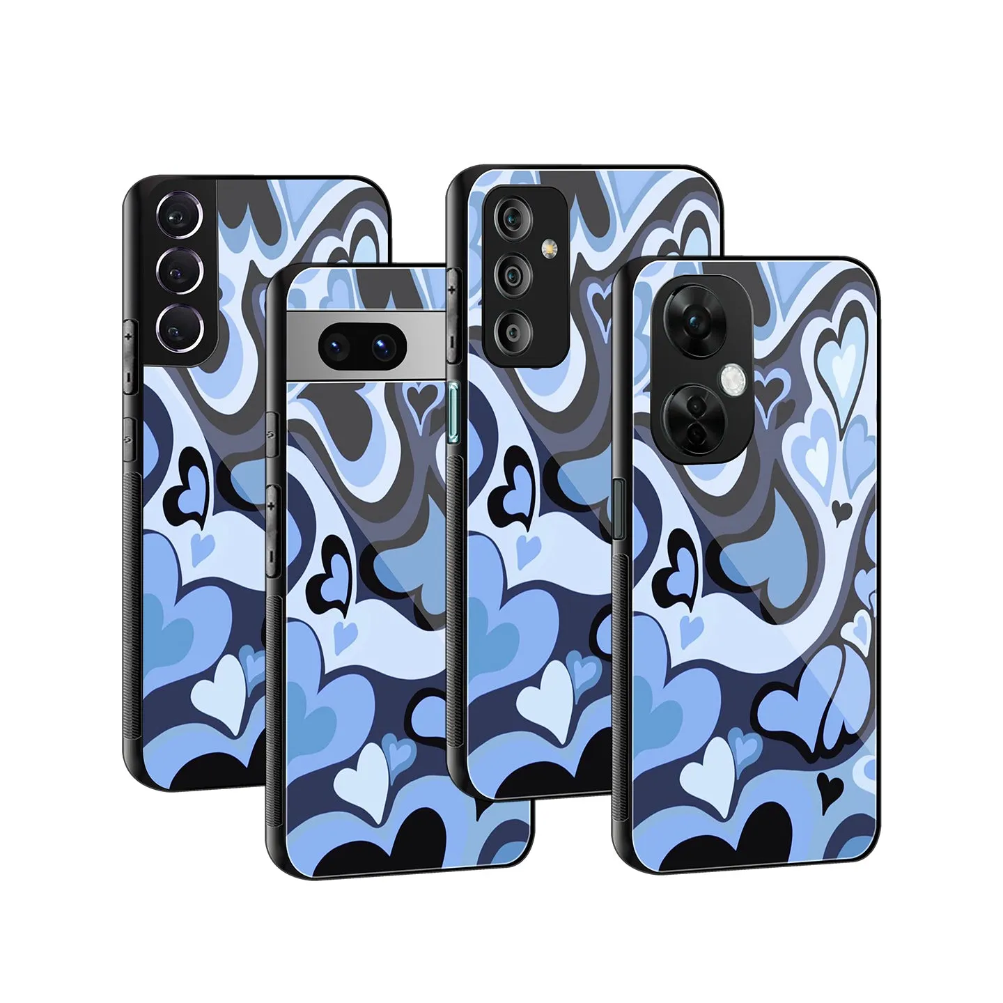 Y2K Blue Meltdown Hearts Phone Cover | Glass Case