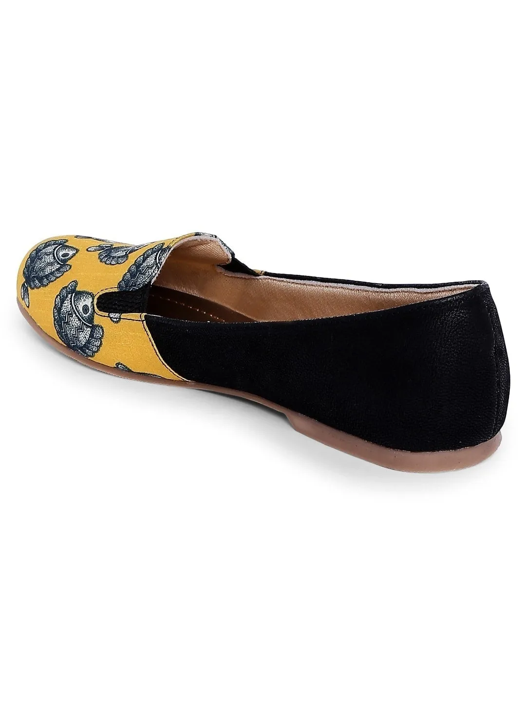 Yellow Madhubani Fish Print Moccasins