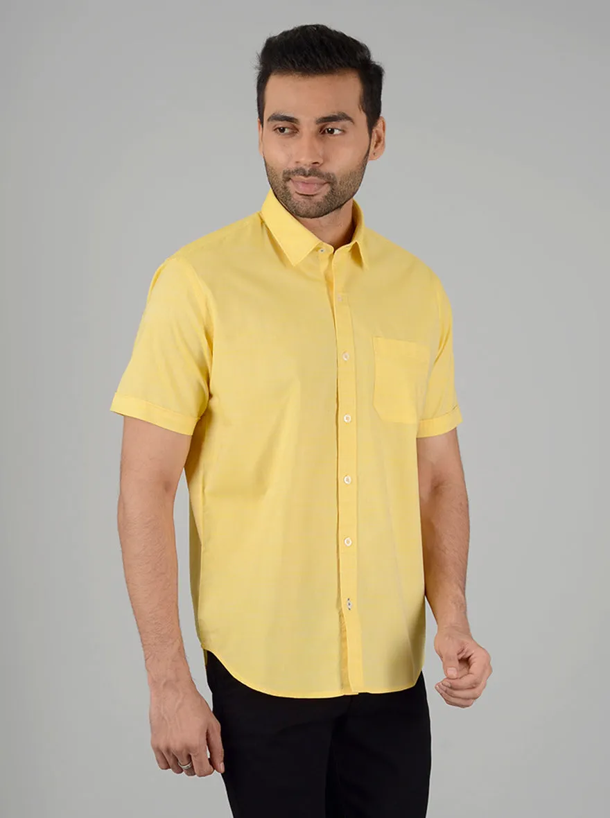 Yellow Solid Classic Fit Casual Shirt | Greenfibre